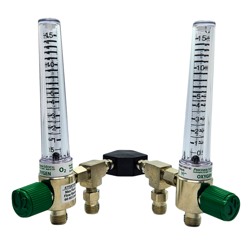 Precision Medical Oxygen Flowmeter Y Block Assembly
