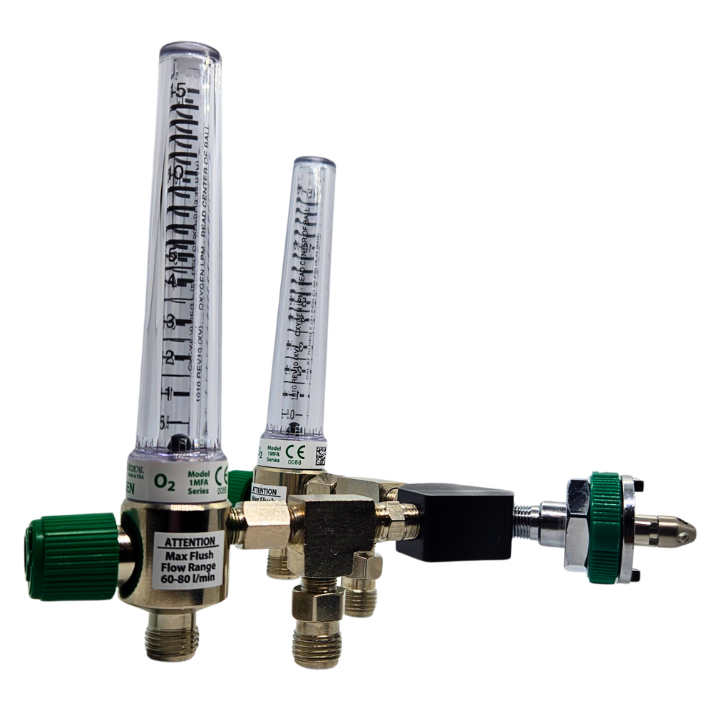 Precision Medical Oxygen Flowmeter Y Block Assembly